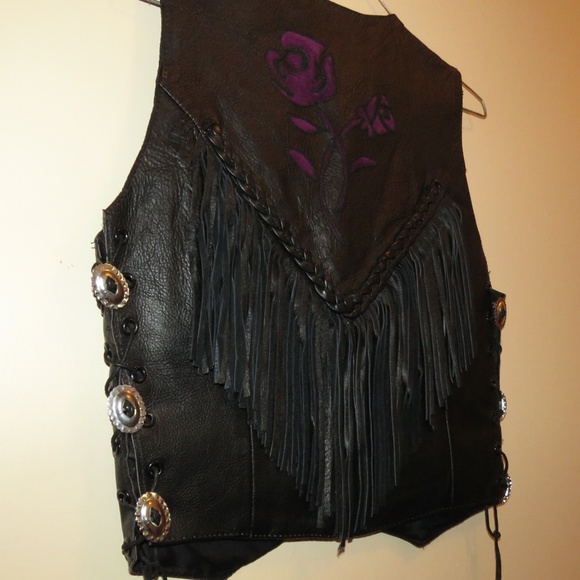 A 1 Genuine Leather Fringed Vest M - Picture 4 of 6